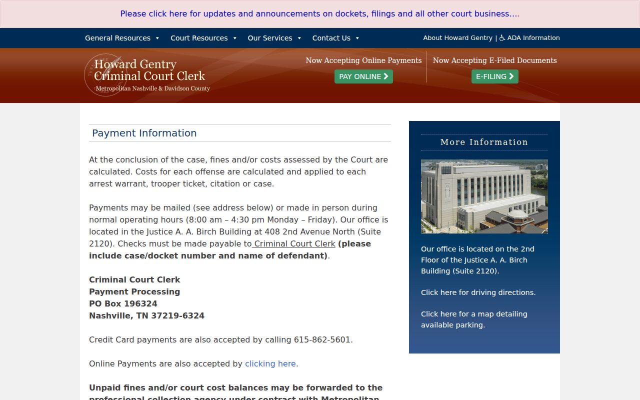 Davidson County criminal case payment information