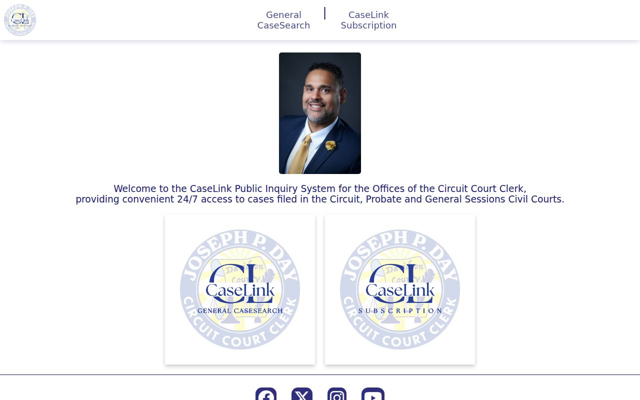 Davidson County CaseLink subscription login and feature panel