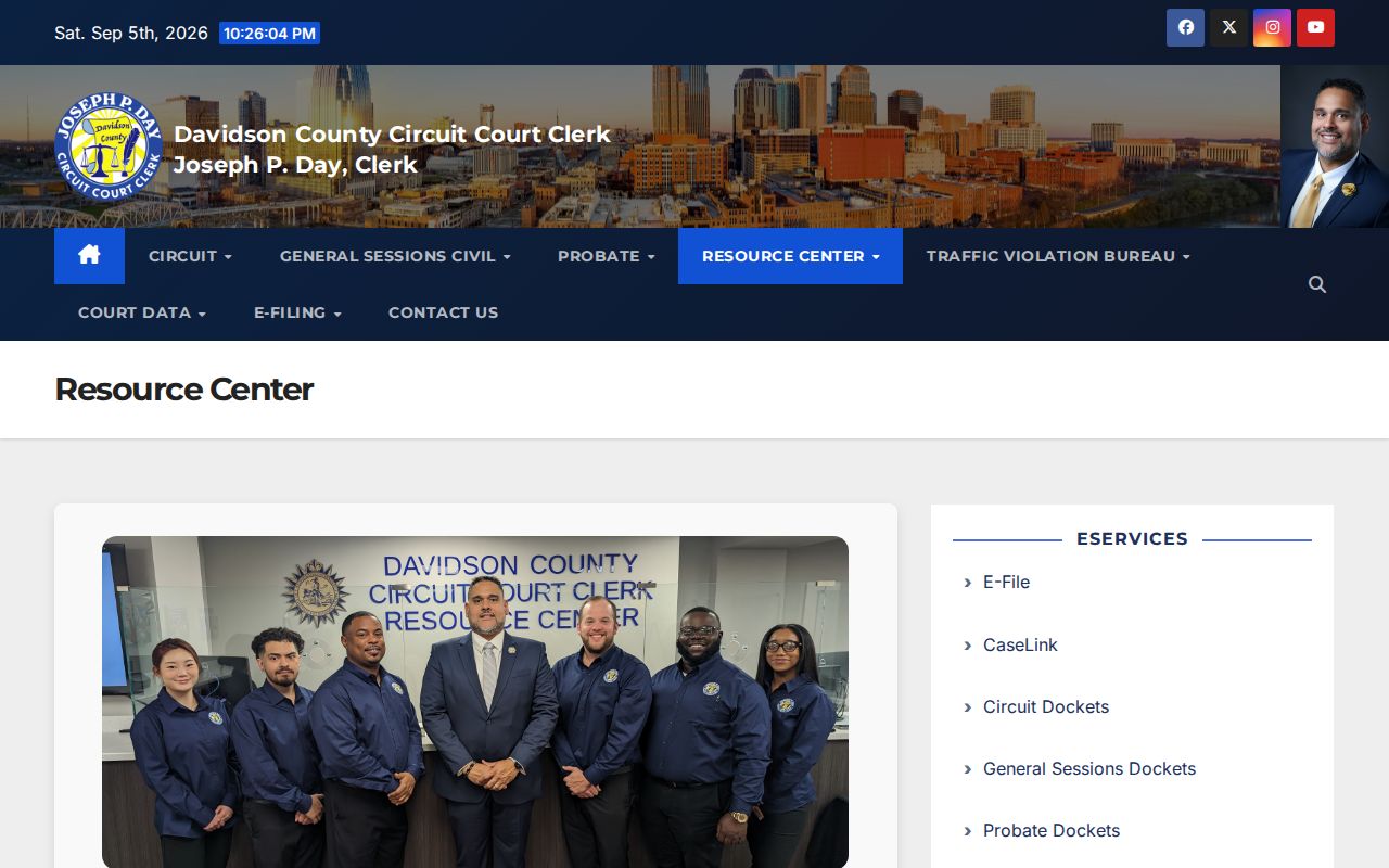 Davidson County court calendar resource center