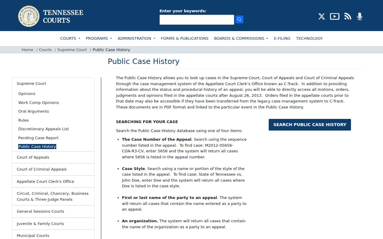 Davidson County appellate court record search explanation