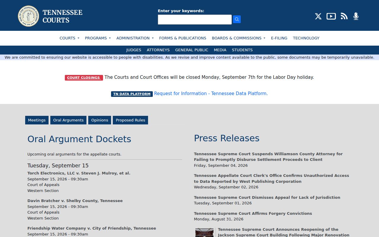 Davidson County court records Tennessee judiciary portal
