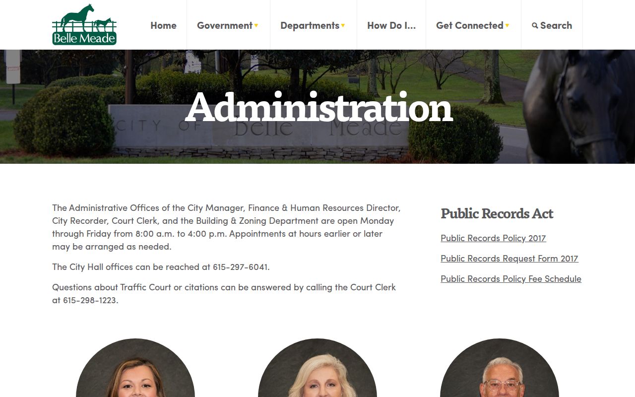 Belle Meade clerk administration page assigned to Forest Hills research