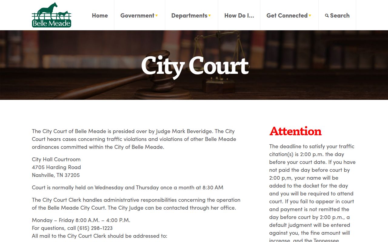 Belle Meade City Court page assigned to the Forest Hills record profile