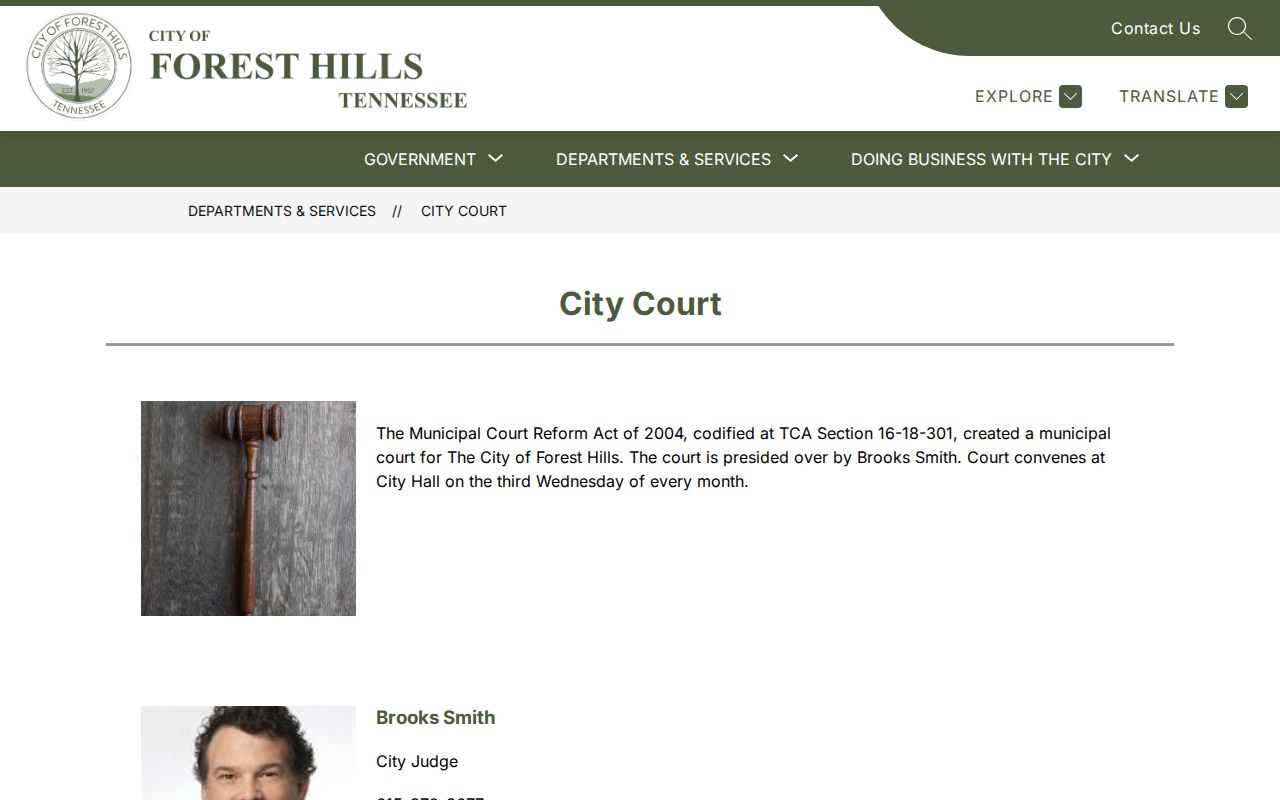 Official Forest Hills City Court information page