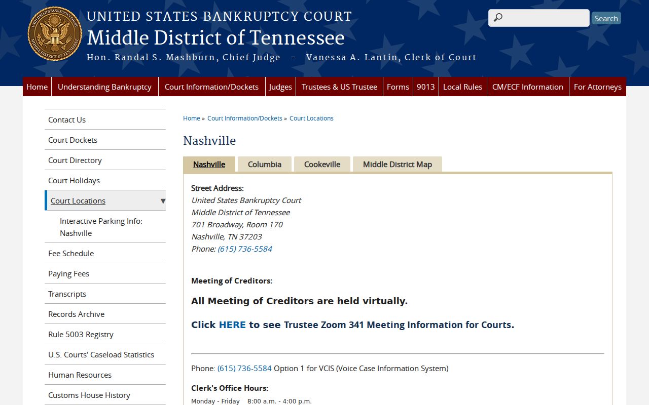 Nashville court records bankruptcy access