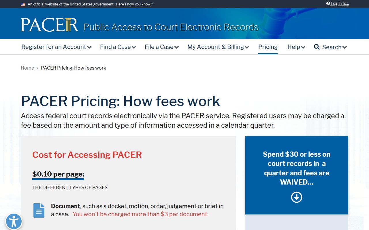 Nashville court records PACER fees