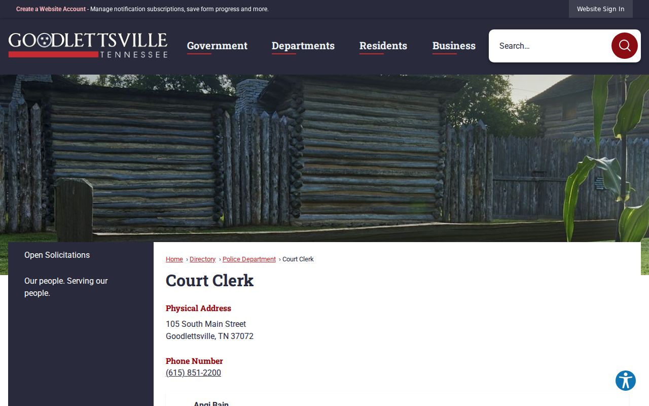 Goodlettsville court clerk directory assigned to Oak Hill research